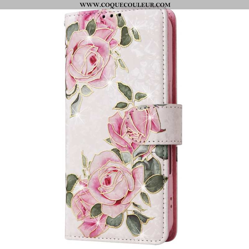 Housse iPhone 16 Plus Portefeuille Bloquant RFID Florale