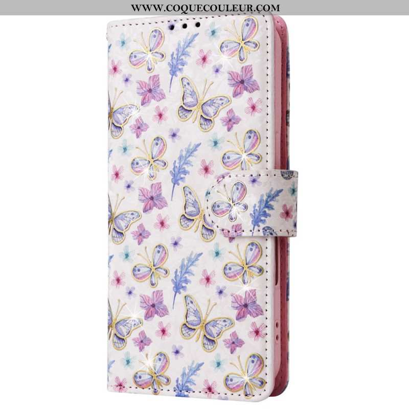 Housse iPhone 16 Plus Portefeuille Bloquant RFID Florale