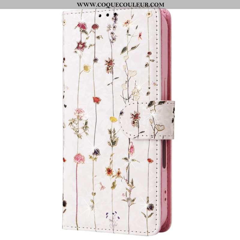 Housse iPhone 16 Plus Portefeuille Bloquant RFID Florale