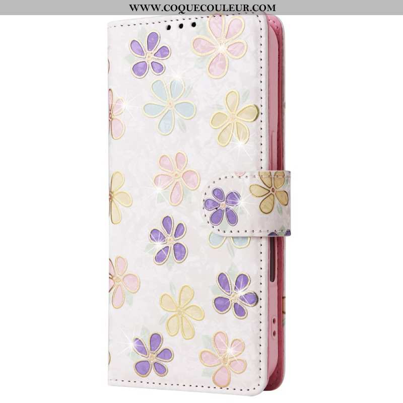 Housse iPhone 16 Plus Portefeuille Bloquant RFID Florale