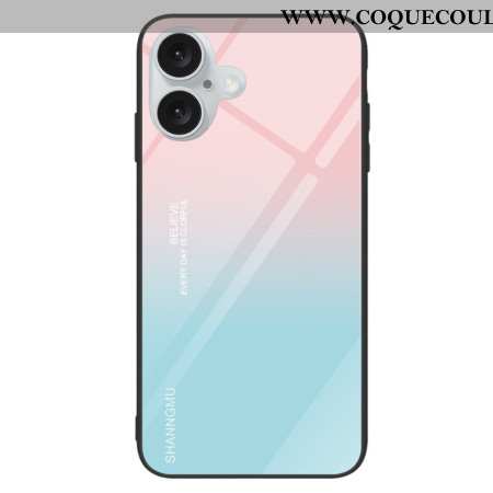 Coque iPhone 16 Plus Verre Trempé Dégradé Rose Bleu