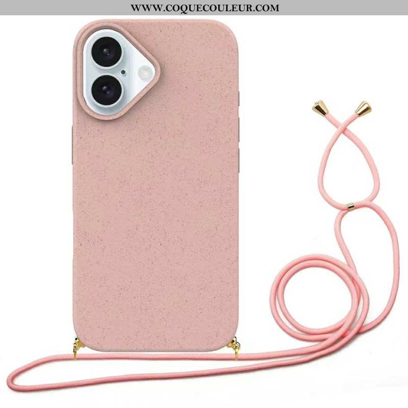 Coque à Cordon iPhone 16 Plus Paille de Blé