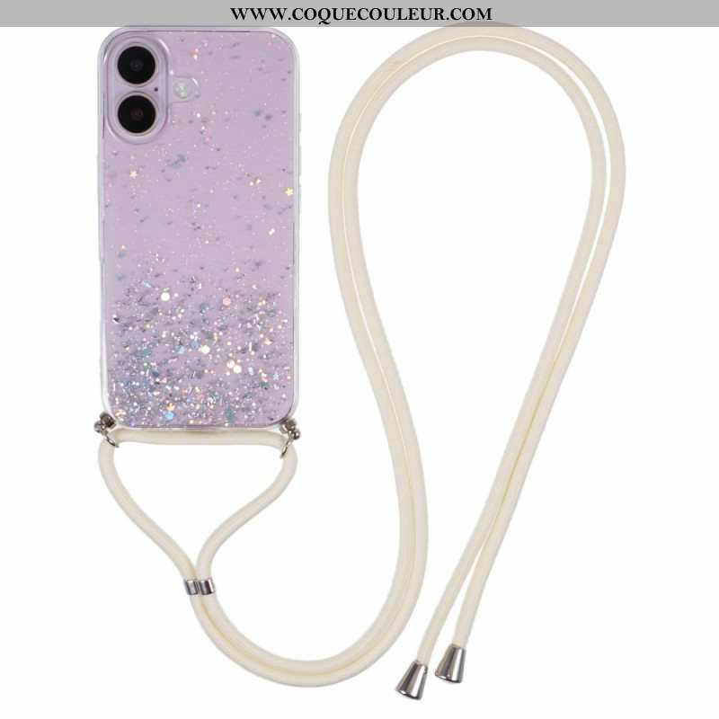 Coque à Cordon iPhone 16 Plus Paillettes