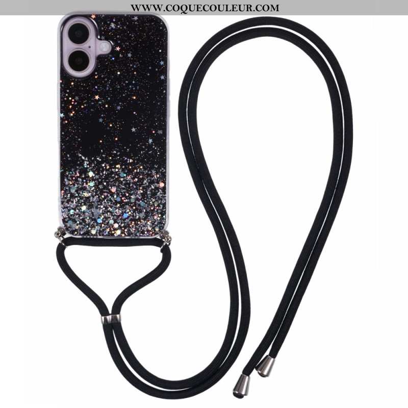 Coque à Cordon iPhone 16 Plus Paillettes