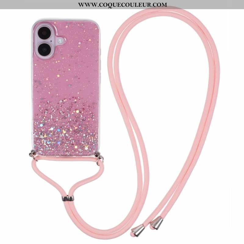 Coque à Cordon iPhone 16 Plus Paillettes