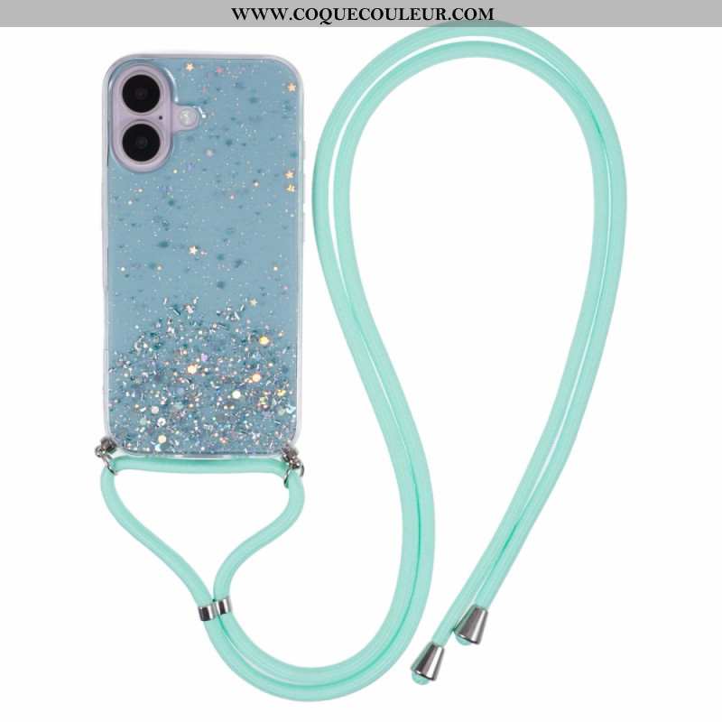 Coque à Cordon iPhone 16 Plus Paillettes