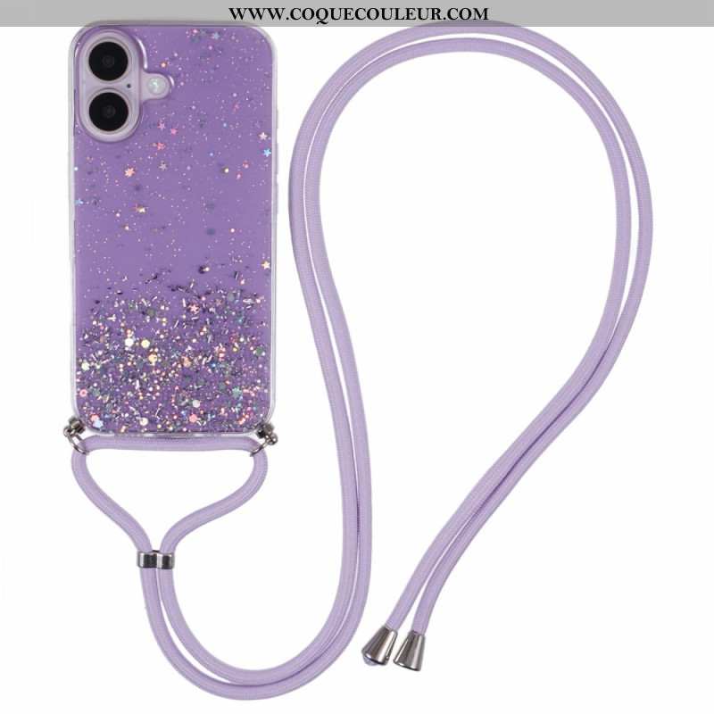 Coque à Cordon iPhone 16 Plus Paillettes