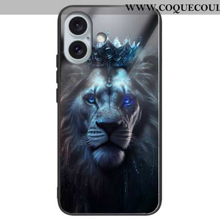 Coque iPhone 16 Plus Verre Trempé Lion Bleu