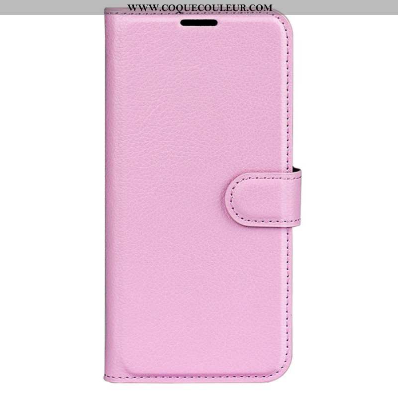 Housse iPhone 16 Plus Simili Cuir Litchi