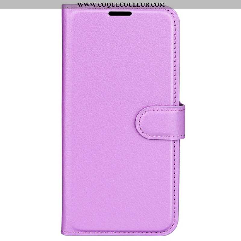 Housse iPhone 16 Plus Simili Cuir Litchi