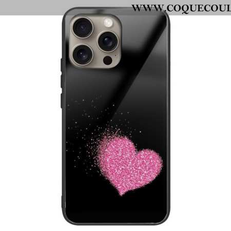 Coque iPhone 16 Pro Max Verre Trempé Coeur Rose