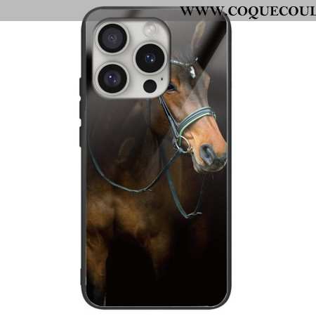 Coque iPhone 16 Pro Max Verre Trempé Cheval Imprimé