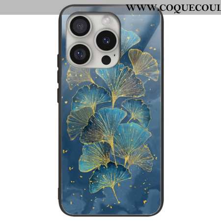 Coque iPhone 16 Pro Max Verre Trempé Feuilles de Ginkgo