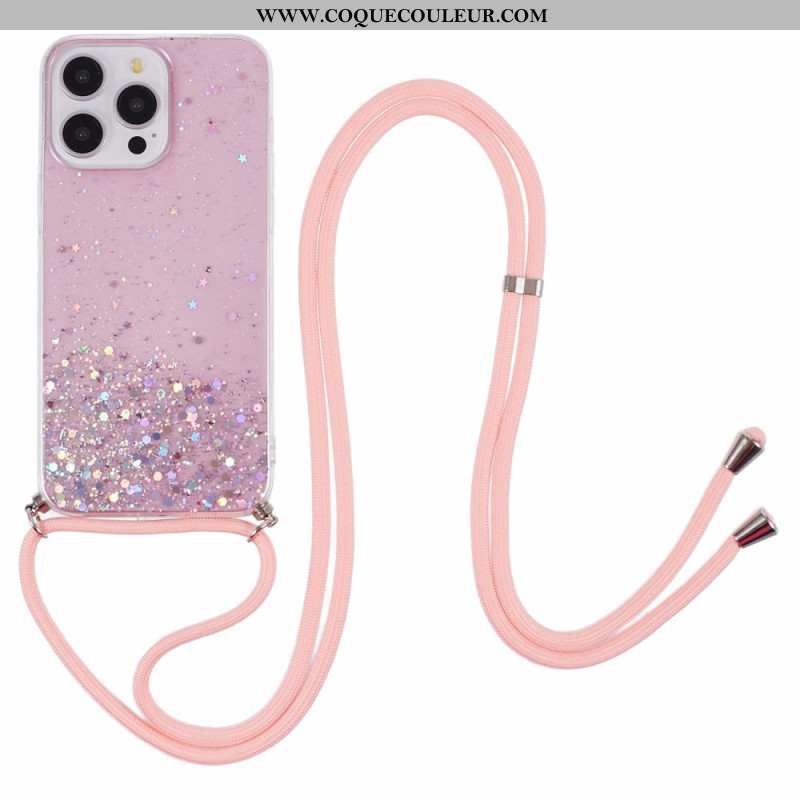 Coque à Cordon iPhone 16 Pro Max Paillettes