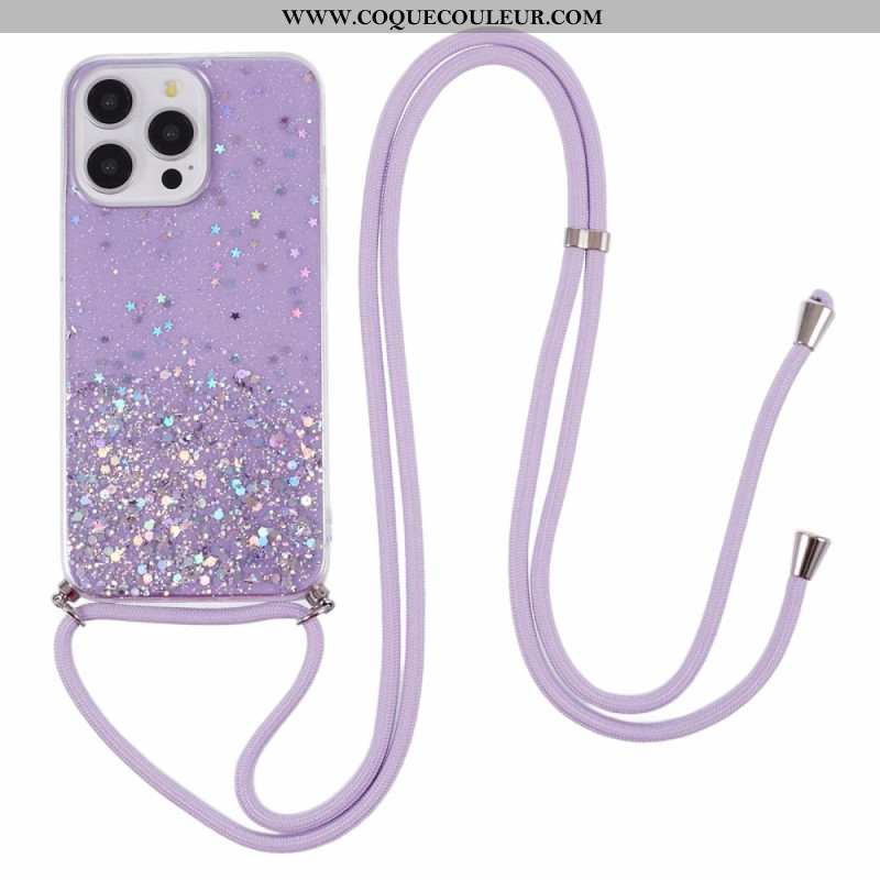 Coque à Cordon iPhone 16 Pro Max Paillettes