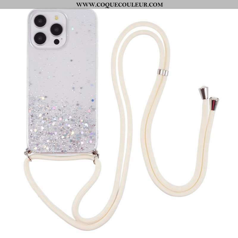 Coque à Cordon iPhone 16 Pro Max Paillettes