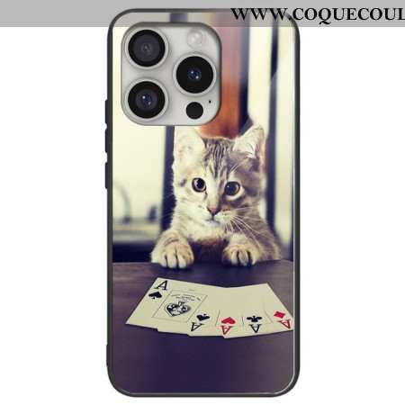 Coque iPhone 16 Pro Max Verre Trempé Chat Poker