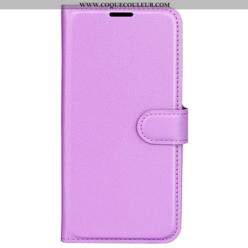 Housse iPhone 16 Pro Max Simili Cuir Litchi Classique