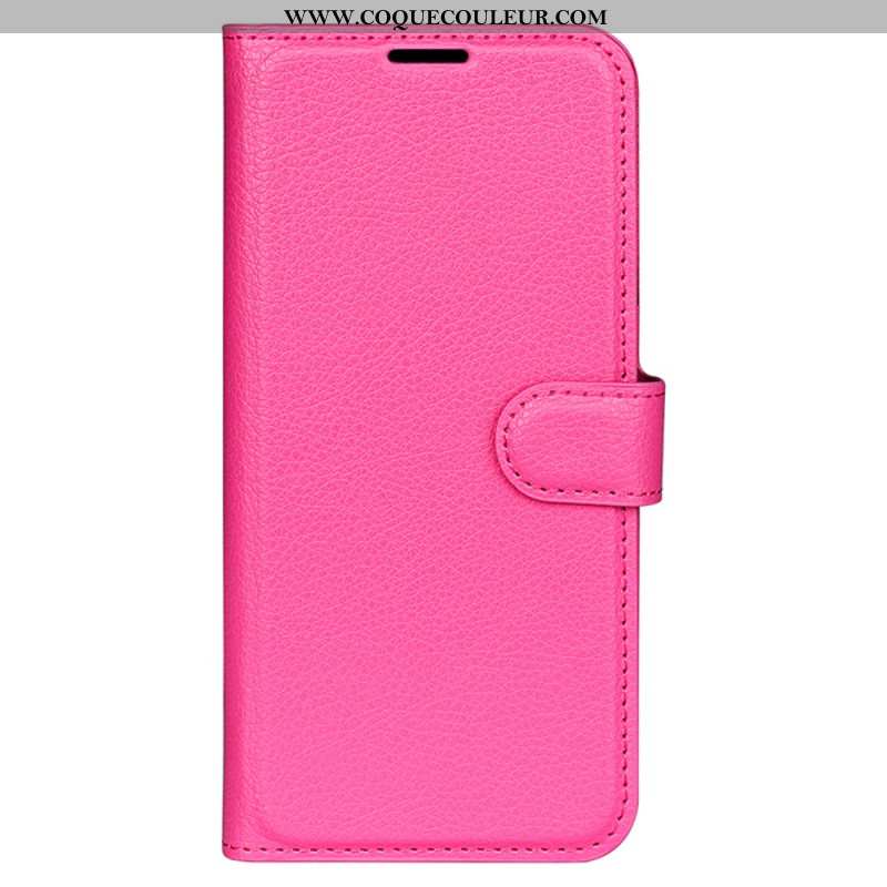 Housse iPhone 16 Pro Max Simili Cuir Litchi Classique