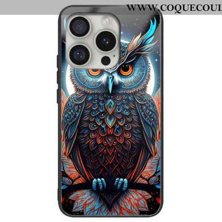 Coque iPhone 16 Pro Max Verre Trempé Hibou Imprimé