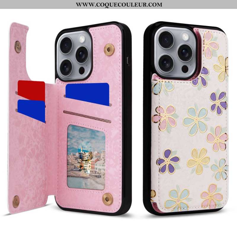 Coque iPhone 16 Pro Max Blocage RFID Porte-Cartes Floral