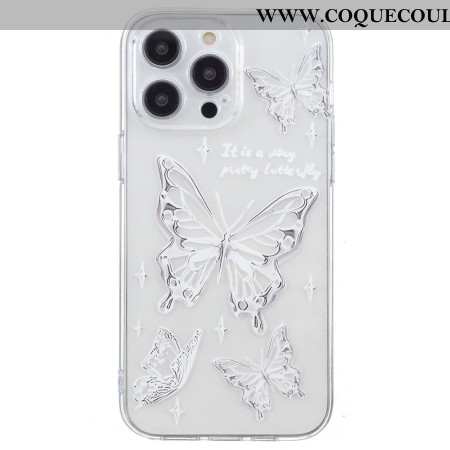 Coque iPhone 16 Pro Max Papillons Argentés