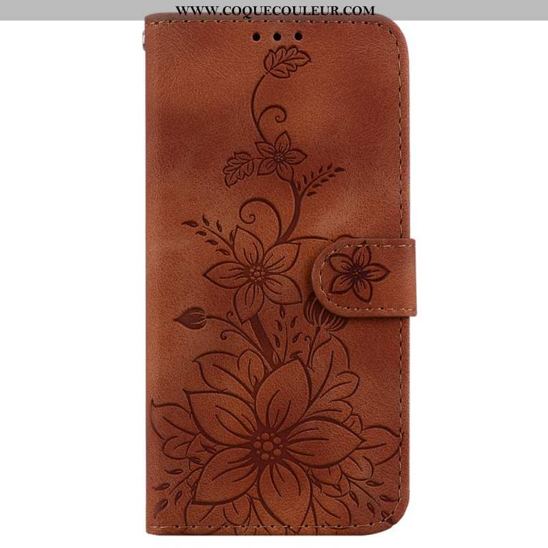 Housse iPhone 16 Pro Max Motif Floral avec Lanière