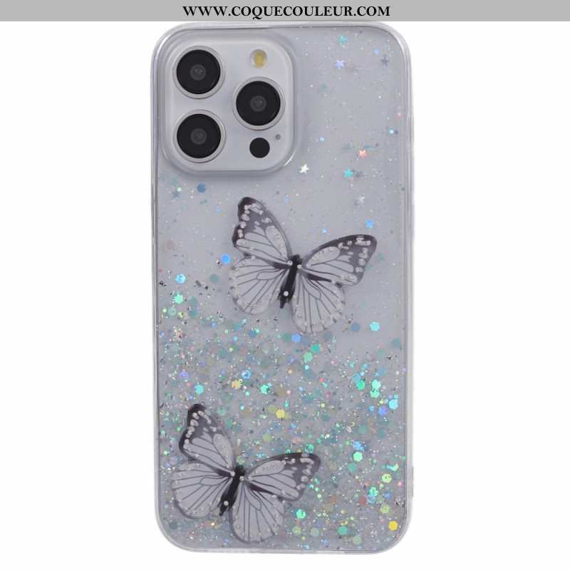 Coque iPhone 16 Pro Max Papillons Scintillants