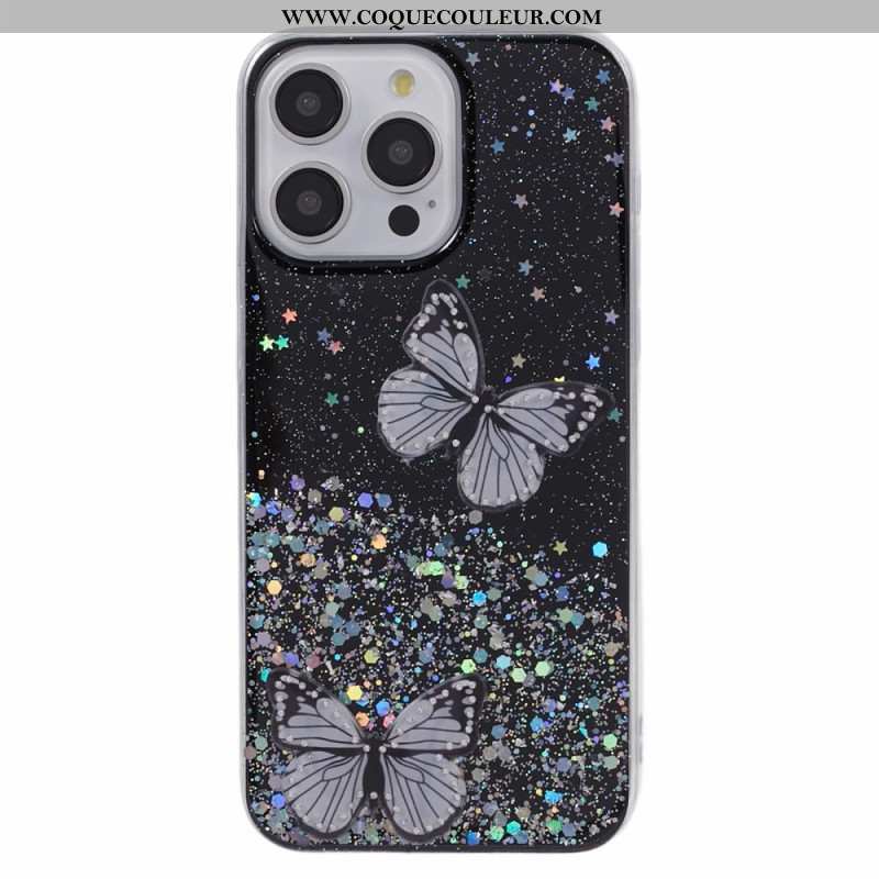 Coque iPhone 16 Pro Max Papillons Scintillants