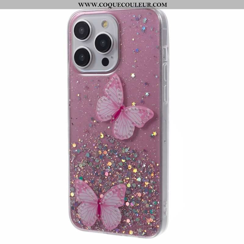 Coque iPhone 16 Pro Max Papillons Scintillants