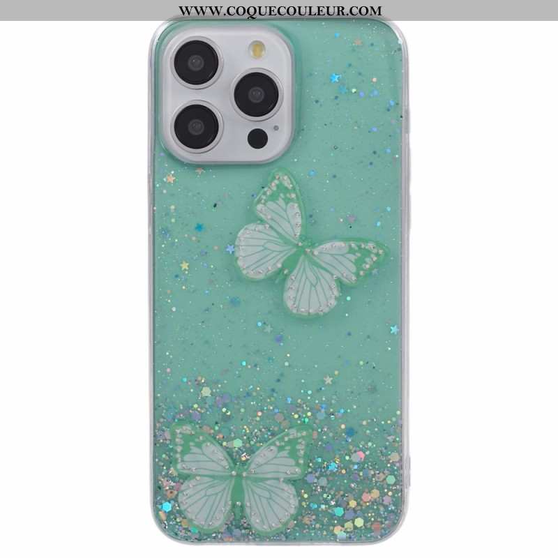 Coque iPhone 16 Pro Max Papillons Scintillants