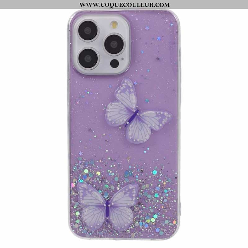 Coque iPhone 16 Pro Max Papillons Scintillants