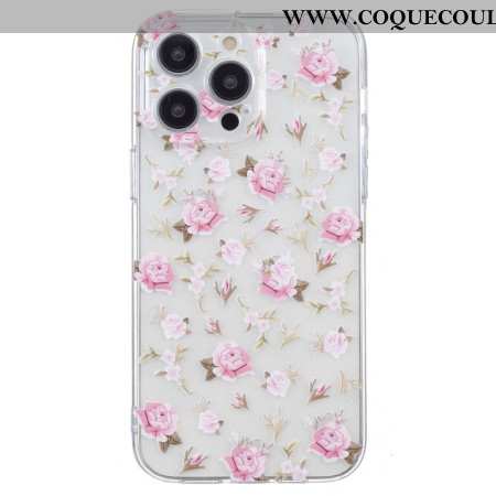 Coque iPhone 16 Pro Max Motif Floral Rose