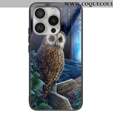 Coque iPhone 16 Pro Max Verre Trempé Chouette en Forêt