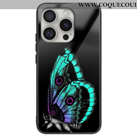 Coque iPhone 16 Pro Max Verre Trempé Papillon Vert