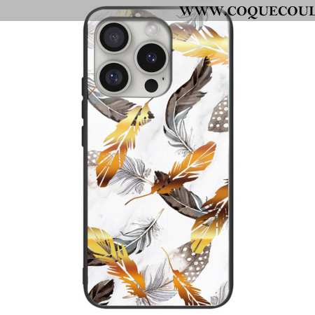 Coque iPhone 16 Pro Max Verre Trempé Feuilles Dorées