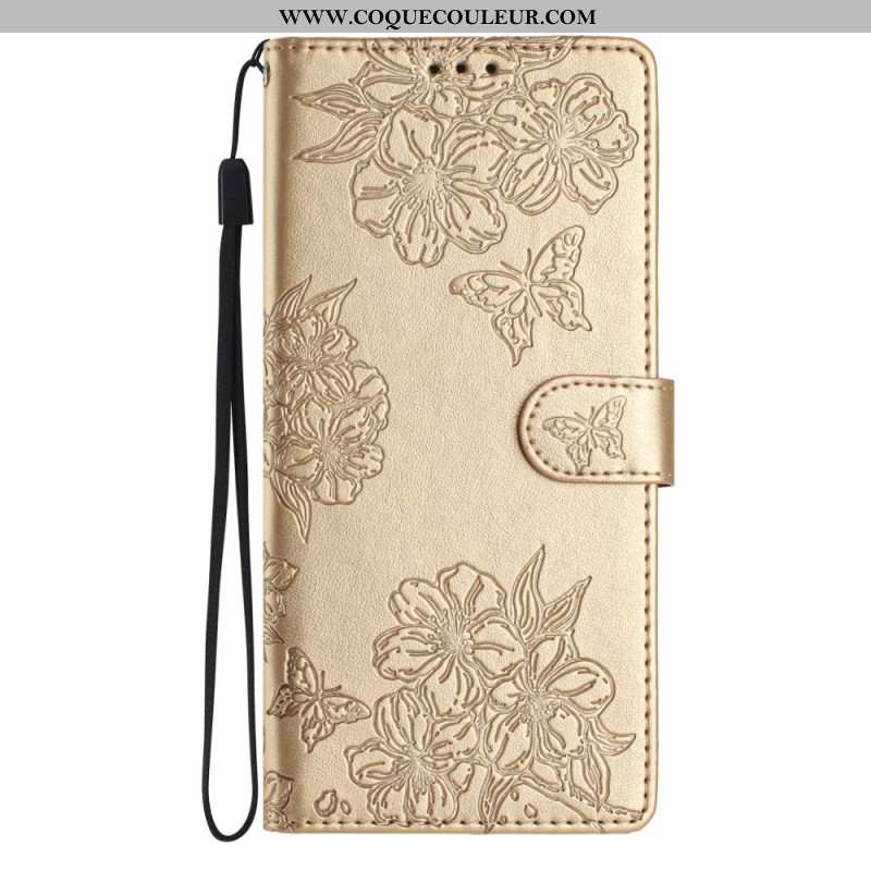 Housse iPhone 16 Pro Sakura et Papillons