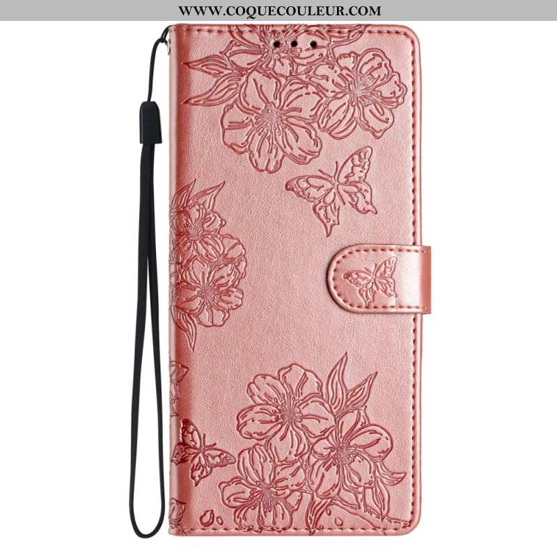 Housse iPhone 16 Pro Sakura et Papillons