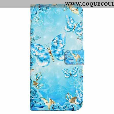 Housse iPhone 16 Pro Papillons Bleus