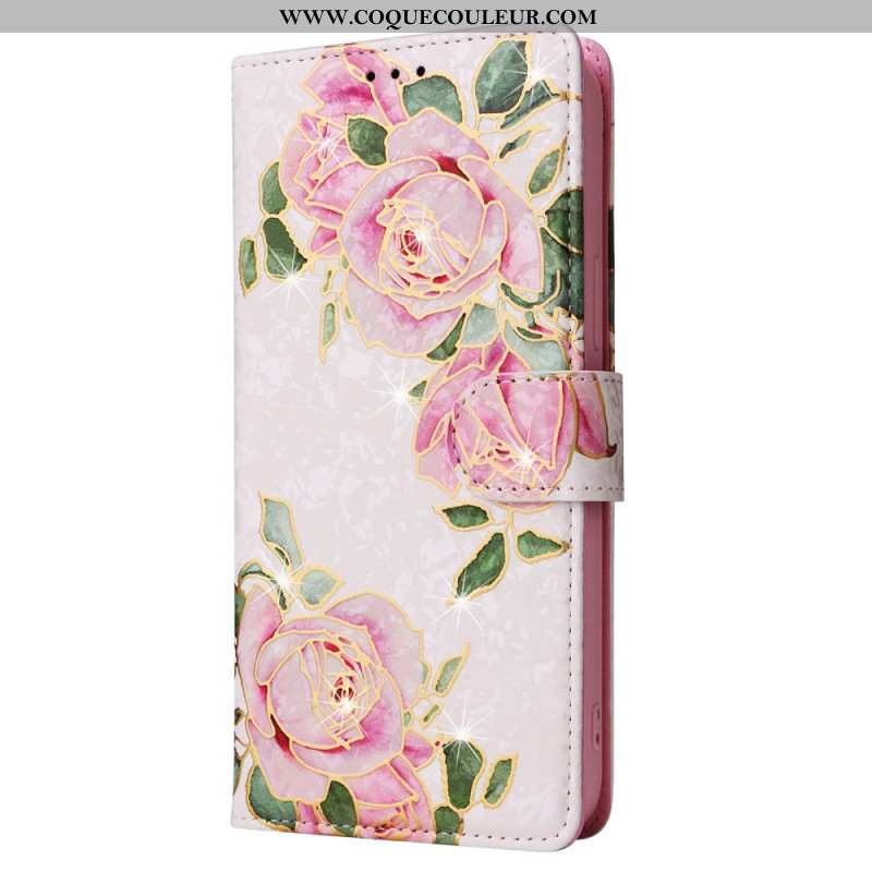 Housse iPhone 16 Pro Portefeuille Bloqueur RFID Floral