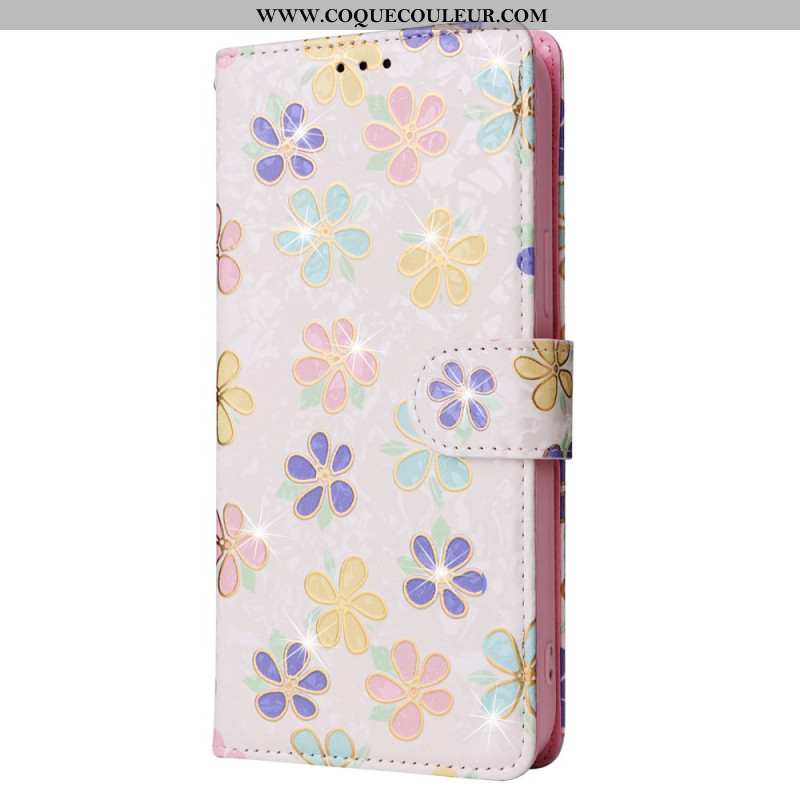 Housse iPhone 16 Pro Portefeuille Bloqueur RFID Floral