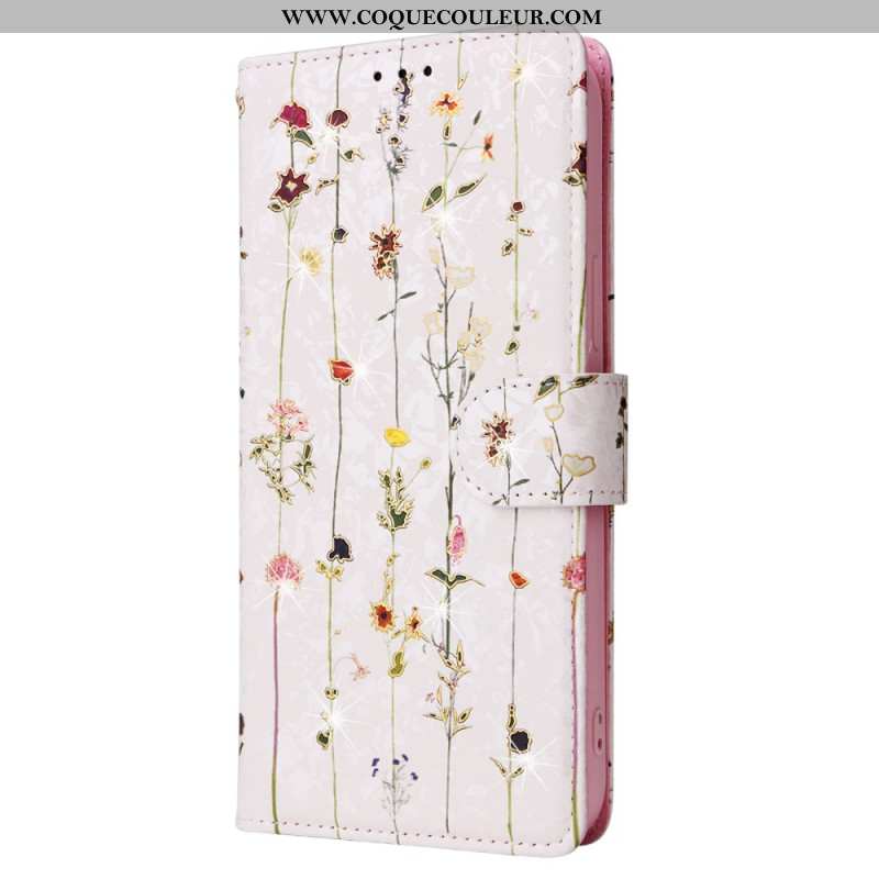 Housse iPhone 16 Pro Portefeuille Bloqueur RFID Floral