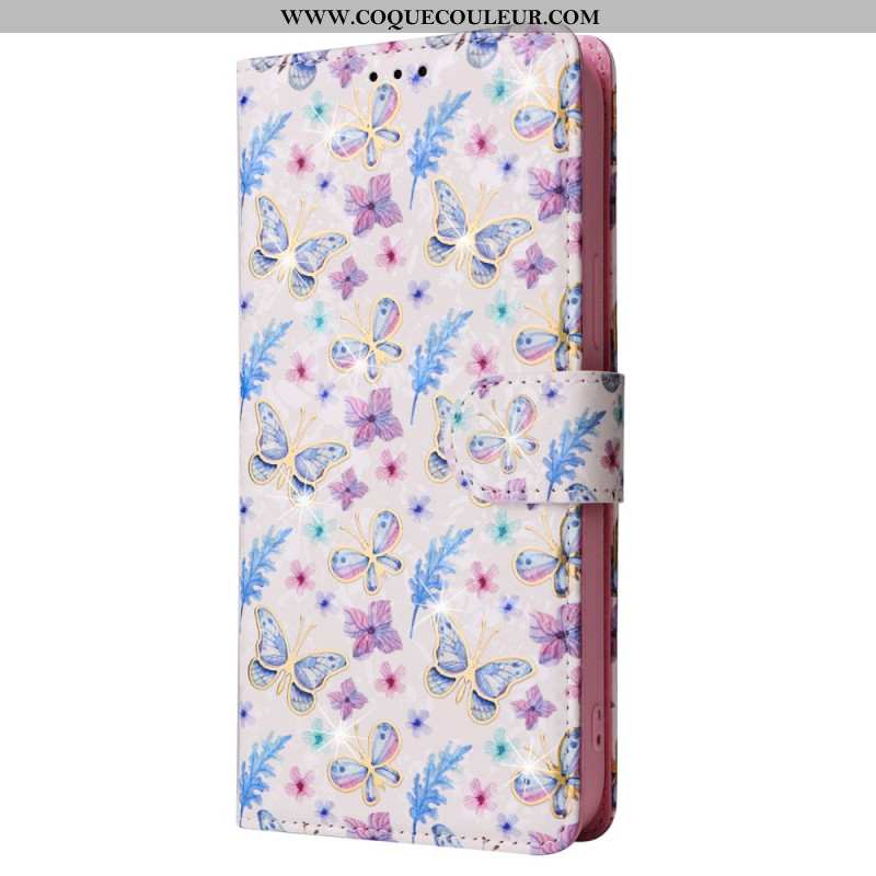 Housse iPhone 16 Pro Portefeuille Bloqueur RFID Floral