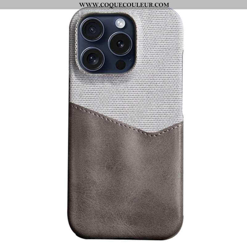 Coque iPhone 16 Pro Simili Cuir et Tissu Porte-Carte