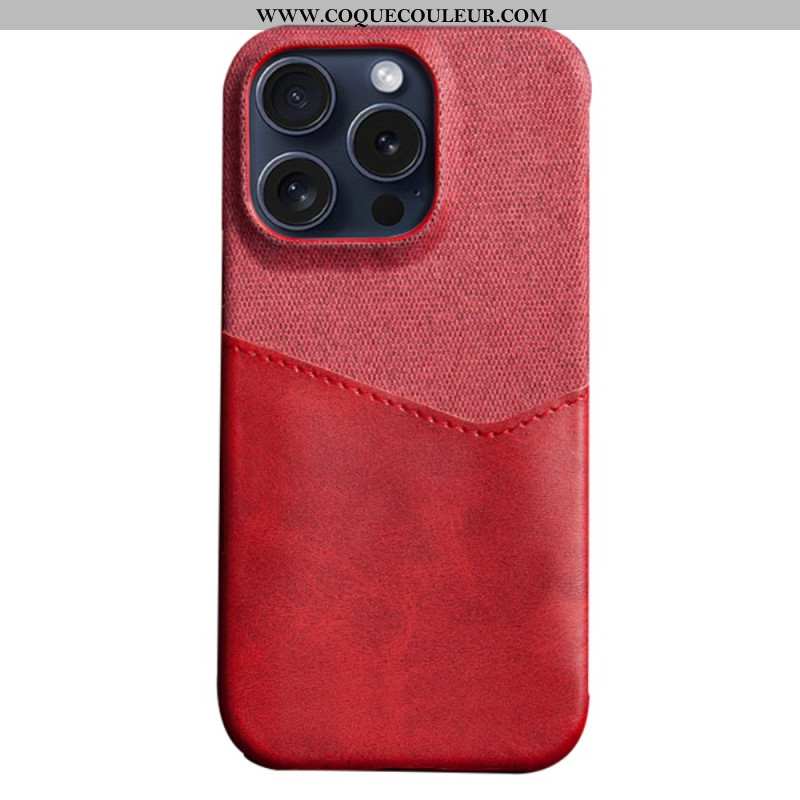 Coque iPhone 16 Pro Simili Cuir et Tissu Porte-Carte