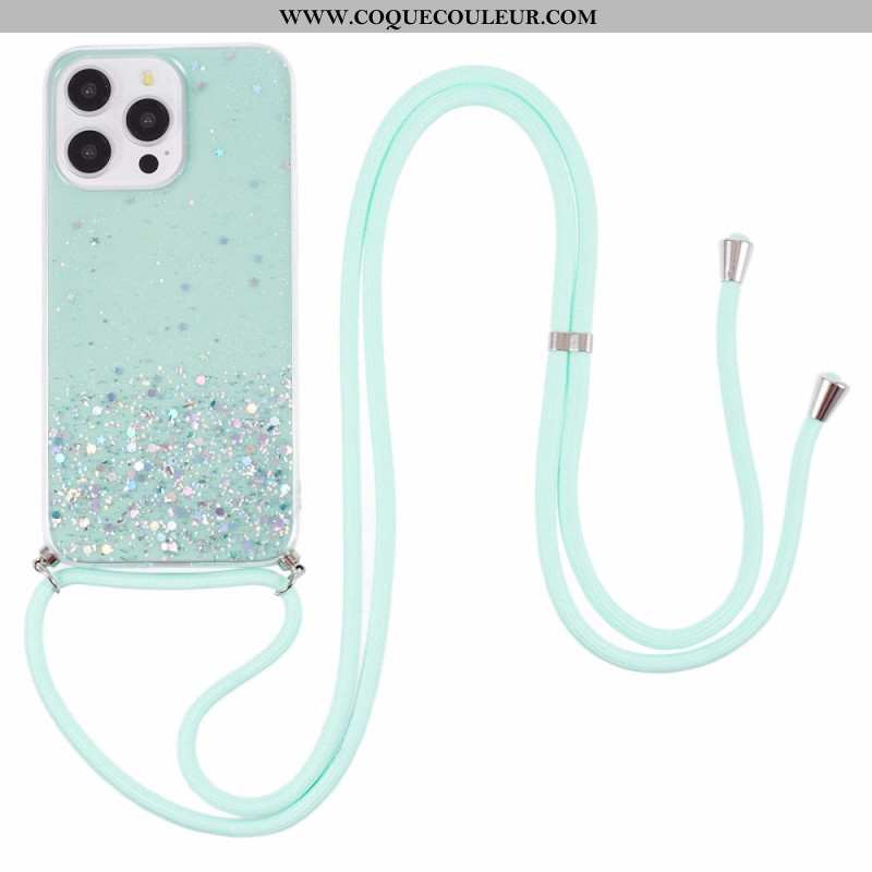 Coque à Cordon iPhone 16 Pro Paillettes