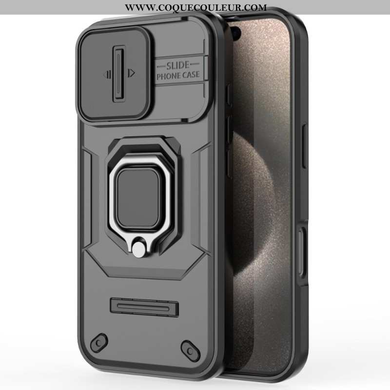 Coque iPhone 16 Pro Ring Résistante Protection Objectif Coulissante