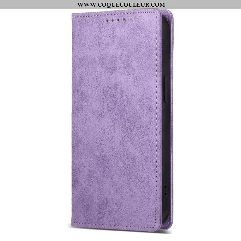 Flip Cover iPhone 16 Effet Cuir Vintage Technologie Blocage RFID