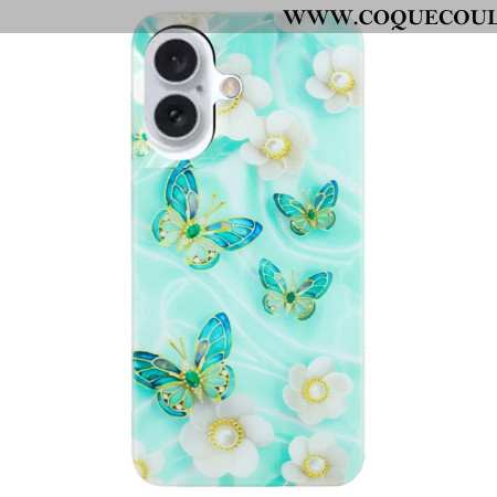 Coque iPhone 16 Fleurs et Papillons