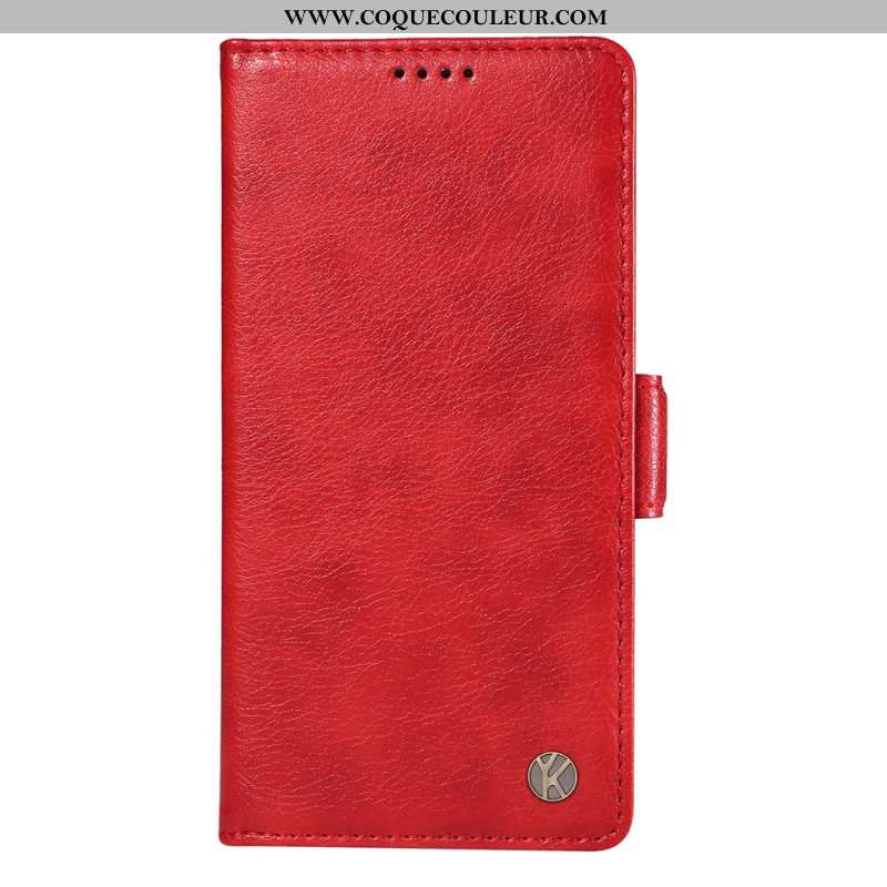 Housse iPhone 16 Simili Cuir Vintage YIKATU